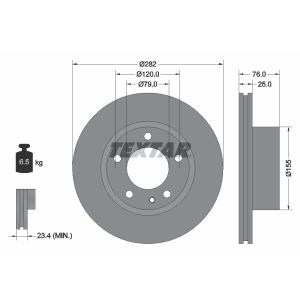 Disco freno TEXTAR 92026700 anteriore, ventilato, 1 pezzo