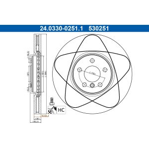 Disque de frein PowerDisc ATE 24.0330-0251.1