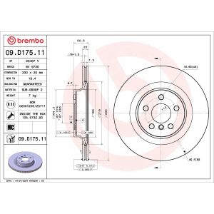 Disco de travão BREMBO 09.D175.11, 1 Peça