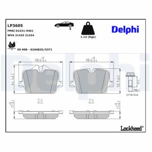 Bremsbelagsatz, Scheibenbremse DELPHI LP3605