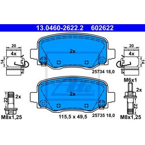 Bremsbelagsatz ATE 13.0460-2622.2, Hinten
