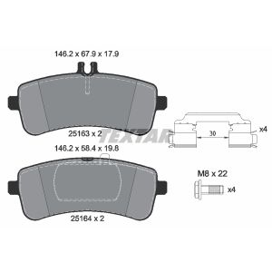 Kit de plaquettes de frein, frein à disque TEXTAR 2516301, Arrière