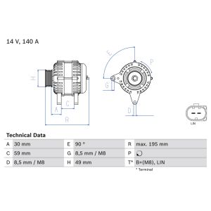 Alternador trifásico BOSCH 0 986 082 250