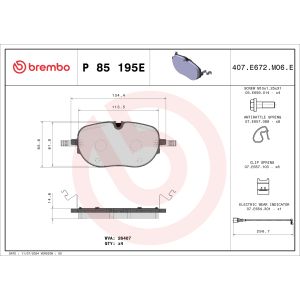 Conjunto de pastilhas de travão BREMBO P 85 195E