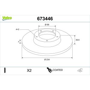 Disque de frein VALEO 673446