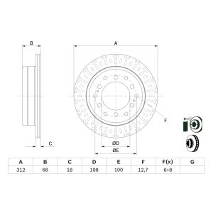 Disque de frein BOSCH 0 986 479 F07 arrière, ventilé, 1 Stück