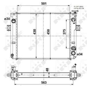 Radiador, arrefecimento do motor NRF 52296A