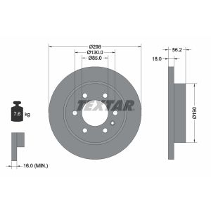 Disco de freno TEXTAR 92301003 hinten, macizo, 1 Pieza