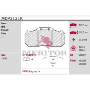 Levyjarrun jarrupalasarja MERITOR MDP3131K