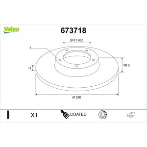 Disco freno VALEO 673718