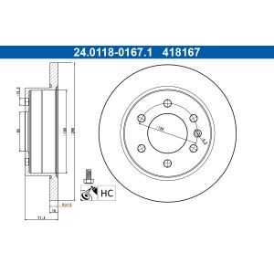 Disque de frein ATE 24.0118-0167.1