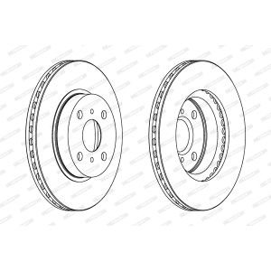 Remschijf FERODO DDF794C voorkant, geventileerd, 2 stuk