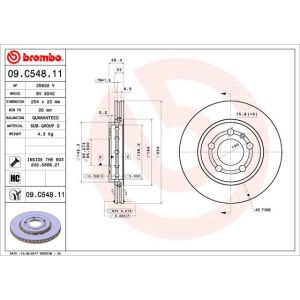 Remschijf BREMBO 09C54811 terug, geventileerd, sterk verkoold, 1 stuk