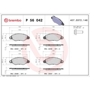 Bremsbelagsatz, Scheibenbremse BREMBO P 56 042
