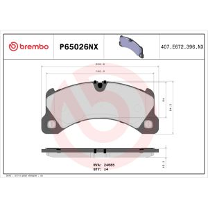 Jogo de pastilhas para travão de disco BREMBO P65026NX