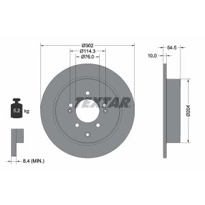 Disque de frein TEXTAR 92293303 à l'arrière, plein, 1 pièce