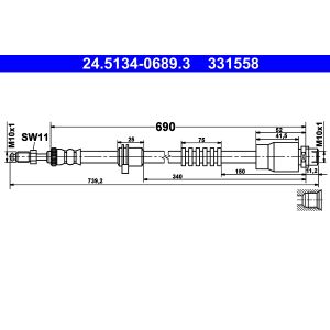 Tubo flessibile del freno ATE 24.5134-0689.3