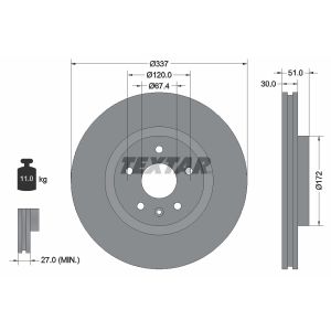 Disco freno TEXTAR 92187103 anteriore, ventilato, 1 pezzo