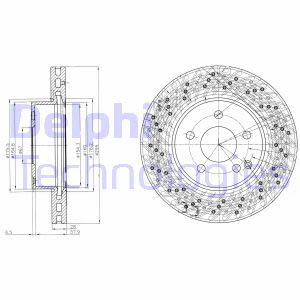 Dischi freno DELPHI BG4142C anteriore, ventilato, perforato, 2 pezzo