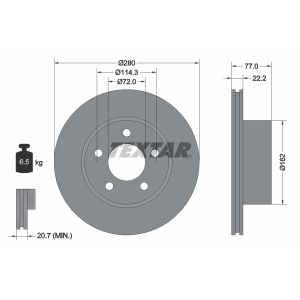 Disco freno TEXTAR 92184303 anteriore, ventilato, 1 pezzo