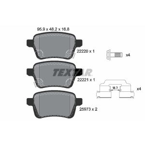 Bremsbelagsatz TEXTAR 2222001, Hinten