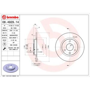 Jarrulevy, full BREMBO 08.4929.14, Edessä, 1 kpl