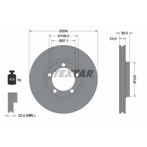 Disque de frein TEXTAR 92102500 avant, ventilé, 1 pièce