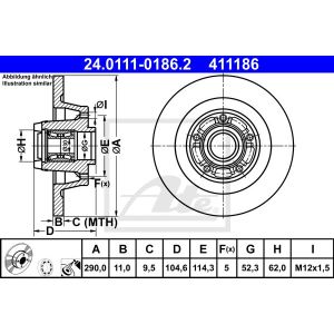 Bremsscheibe ATE 24.0111-0186.2 hinten, voll, 1 Stück