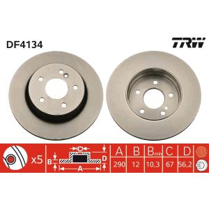 Jarrulevy TRW DF4134 takana, täysi, 1 kpl