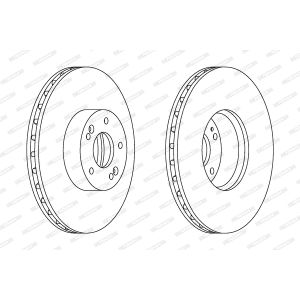 Remschijf FERODO DDF1631C-1 voorkant, geventileerd, 1 stuk