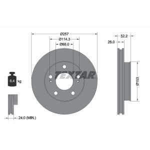 Disque de frein TEXTAR 92074800 avant, ventilé, 1 pièce