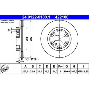 Disco de freno ATE 24.0122-0180.1 vorne, ventilado , 1 Pieza