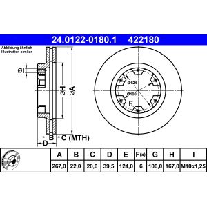 Disco de freno ATE 24.0122-0180.1 delantero, ventilado , 1 Pieza