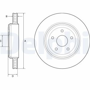 Disco de travão DELPHI BG9214C atrás, ventilado, 1 Peça