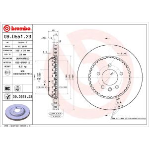 Disco de travão BREMBO 09D55123 traseira, ventilado, altamente carbonizado, 1 Peça