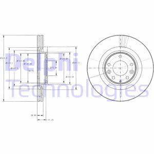 Disco freno DELPHI BG9104 anteriore, ventilato, 1 pezzo