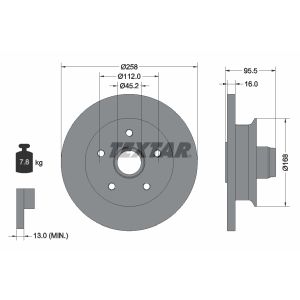 Disco freno TEXTAR 92053000 anteriore, completo, 1 pezzo