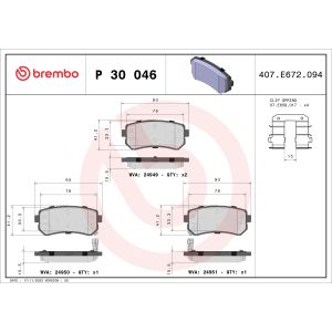 Conjunto de pastilhas de travão BREMBO P 30 046, atrás