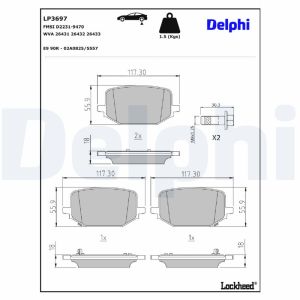 Bremsbelagsatz DELPHI LP3697, Hinten