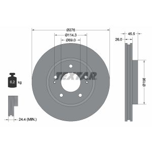 Disco freno TEXTAR 92198203 anteriore, ventilato, 1 pezzo