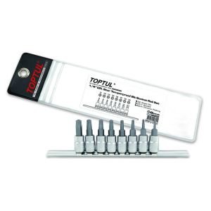 Jeu de douilles TORX TAMPER TOPTUL 1/4 pouces 8 pièces (T8 T10 T15 T20 T25 T27 T30 T40)