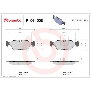 Levyjarrun jarrupalasarja BREMBO P 06 008