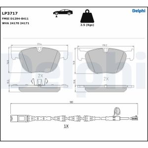 Remblokset, schijfrem DELPHI LP3717