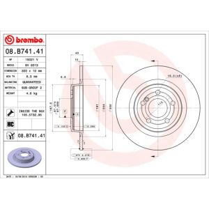 Jarrulevy BREMBO 08B74141 takana, täysi, erittäin hiilihappoinen, 1 kpl