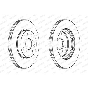 Remschijf FERODO DDF1620C voorkant, geventileerd, 2 stuk