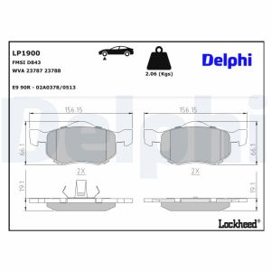 Bromsbeläggssats DELPHI LP1900, fram