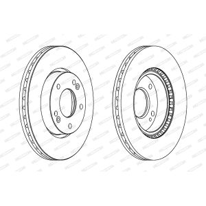 Remschijven FERODO DDF1619C voorkant, geventileerd, 2 Stuk