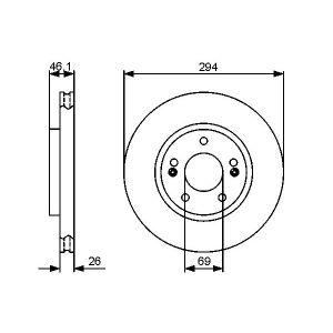 Disco freno BOSCH 0 986 479 434 anteriore, ventilato, 1 pezzo