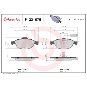 Levyjarrun jarrupalasarja BREMBO P 23 075