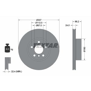 Disco freno TEXTAR 92326805 anteriore, ventilato, altamente carbonizzato, 1 pezzo